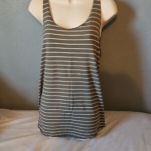 Maurices Green and Cream Sleeveless Relaxed Tank Top